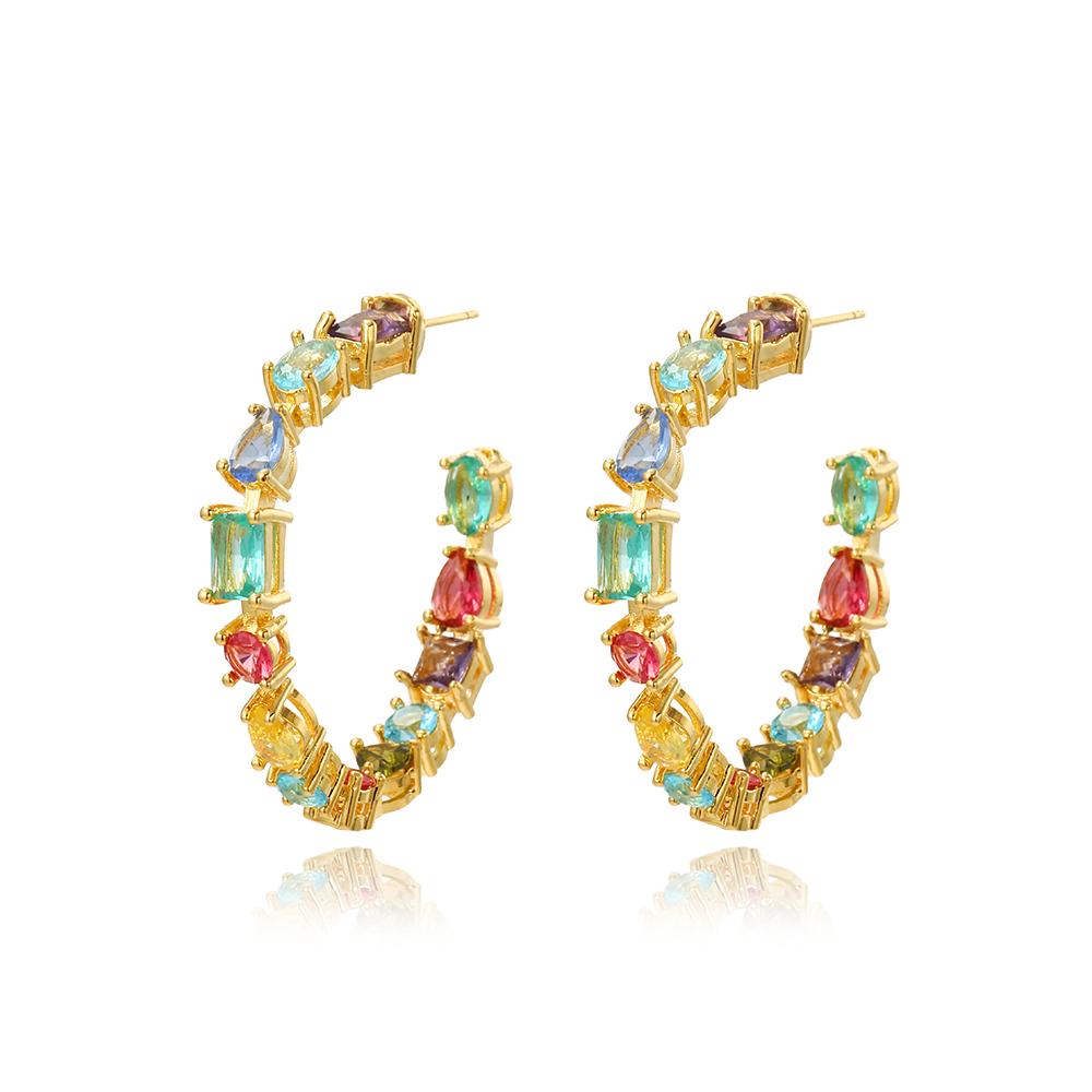 BOHO Big Hoop Earring Gold Color Bezel Setting Rainbow Colorful Cubic Zirconia European Women Lady Gorgeous Jewelry
BOHO Big Hoop Earring Gold Color Bezel Setting Rainbow Colorful Cubic Zirconia European Women Lady Gorgeous Jewelry