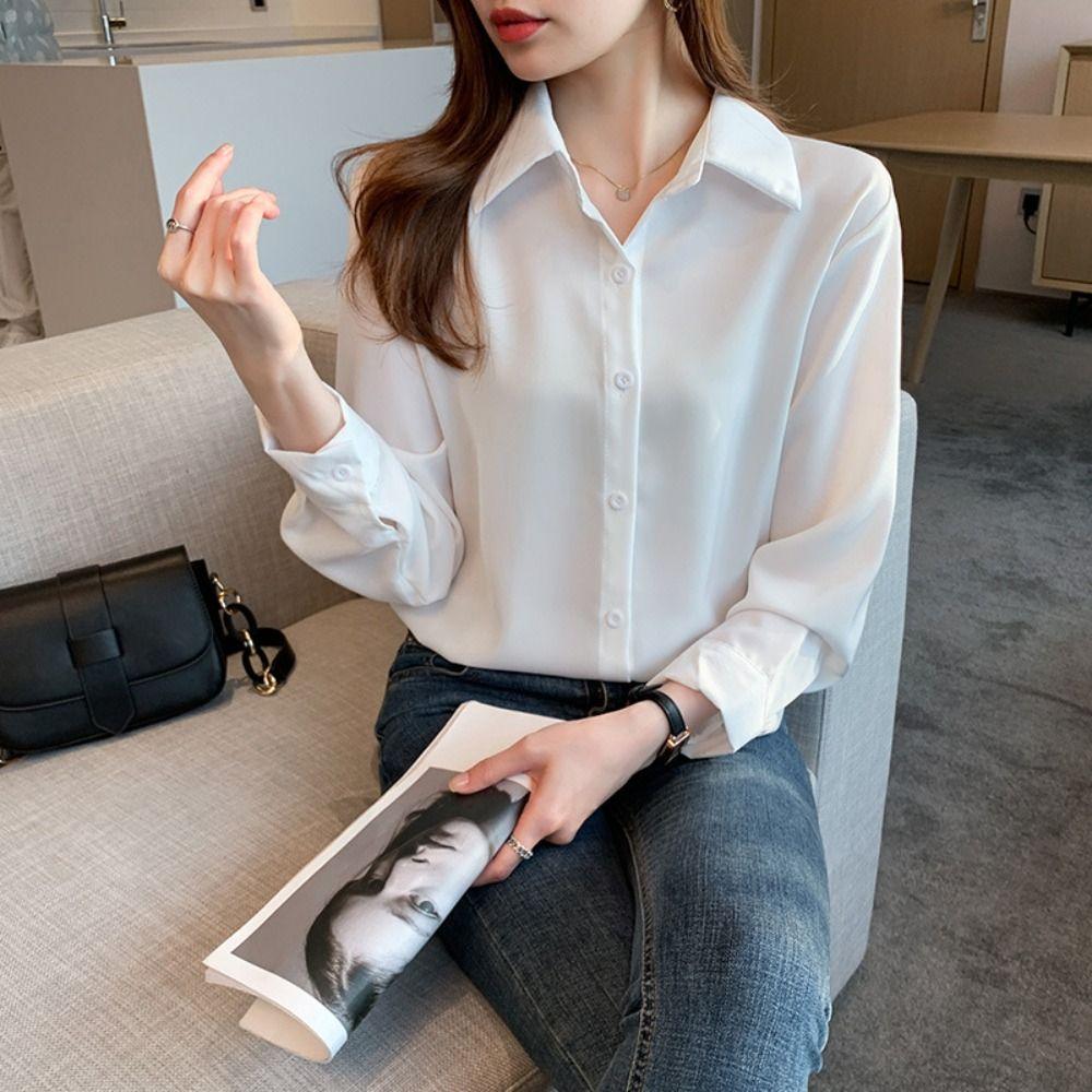 Simple Chiffon Shirt Tops Flip Collar Women s Chiffon Blouse Soft Long Sleeve Shirt Girl S
Simple Chiffon Shirt Tops Flip Collar Women s Chiffon Blouse Soft Long Sleeve Shirt Girl S