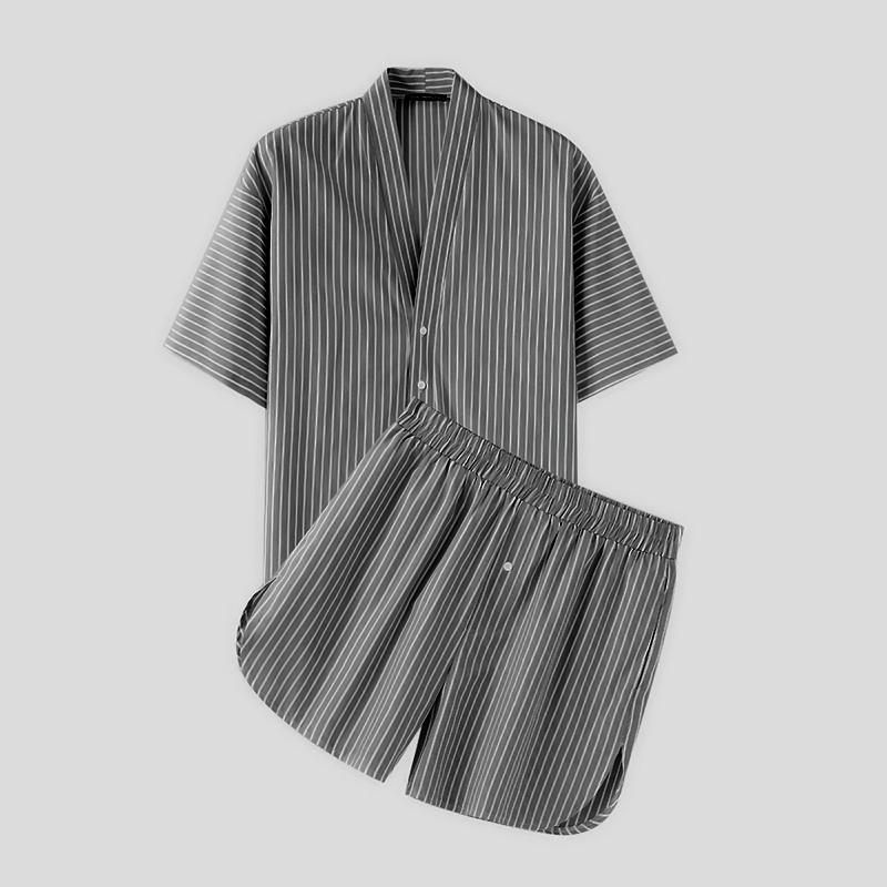 INCERUN Two Pieces Men V Neck Striped Short Sleeve Shirts Short Pants Casual Beach Sets S чёрный
INCERUN Two Pieces Men V Neck Striped Short Sleeve Shirts Short Pants Casual Beach Sets S чёрный