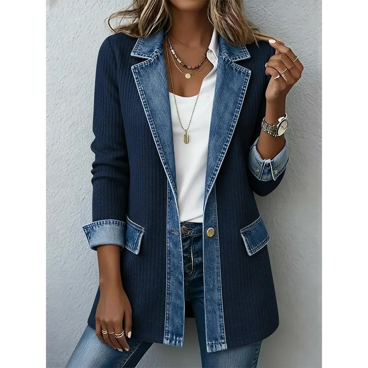 Spring Autumn Women Elegant Fashion Versatile Slim Fit Long Sleeve Spliced Jacket Denim Lapel XS
Spring Autumn Women Elegant Fashion Versatile Slim Fit Long Sleeve Spliced Jacket Denim Lapel XS