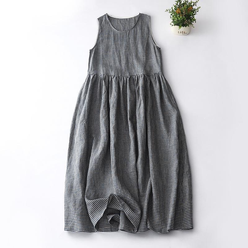 Лето 2025 новое платье без рукавов с круглым вырезом большого размера свободное средней длины женское повседневное платье в клетку из хлопка и льна M
Лето 2025 новое платье без рукавов с круглым вырезом большого размера свободное средней длины женское повседневное платье в клетку из хлопка и льна M