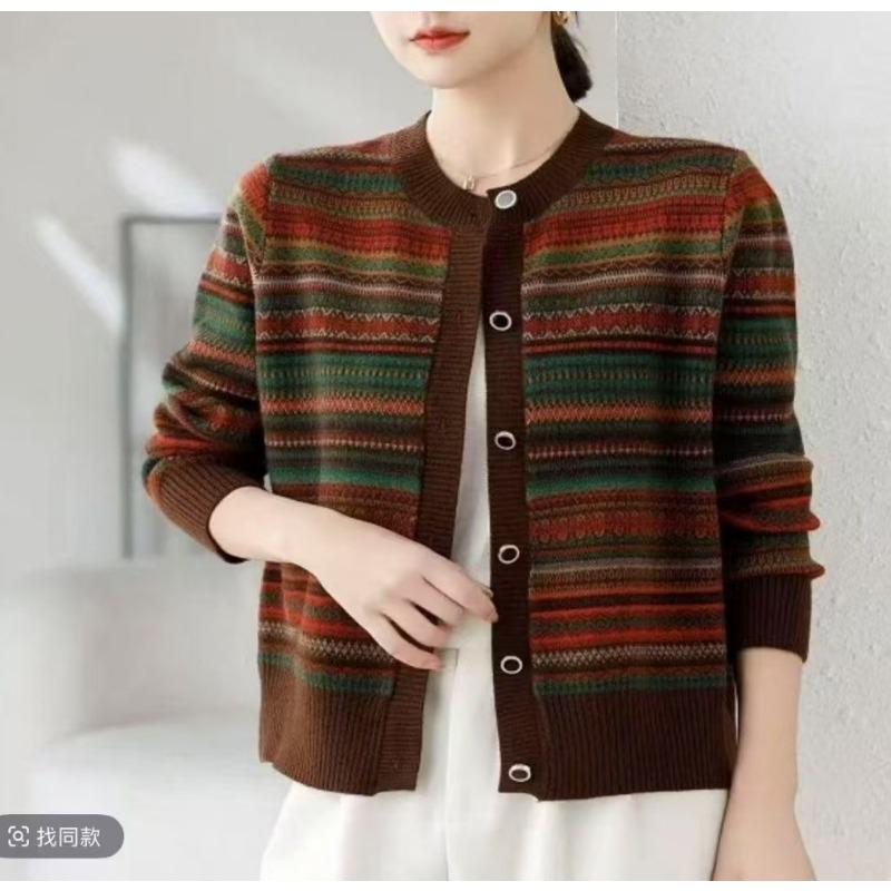 Spring new word collar contrasting color buckle loose color bar fashion casual knitted jacket cardigan sweater women average size
Spring new word collar contrasting color buckle loose color bar fashion casual knitted jacket cardigan sweater women average size