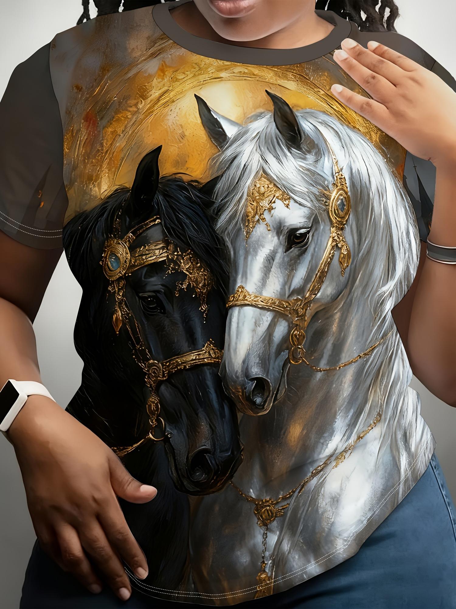 Women s T-shirt with Double Horse Print. Light Luxury and Elegant. Round-neck. Short-sleeved. Made of Soft and Comfortable Fabric. Machine Washable. S 2XL дубильная кора
Women s T-shirt with Double Horse Print. Light Luxury and Elegant. Round-neck. Short-sleeved. Made of Soft and Comfortable Fabric. Machine Washable. S 2XL дубильная кора