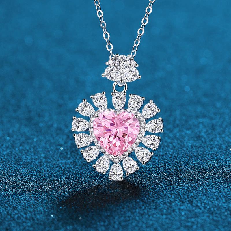 Heart-Shaped Zircon Pendant Necklace in Sterling Silver - Pink, Red, Blue; Elegant Korean Style for Women. Sterling Silver 925
Heart-Shaped Zircon Pendant Necklace in Sterling Silver - Pink, Red, Blue; Elegant Korean Style for Women. Sterling Silver 925