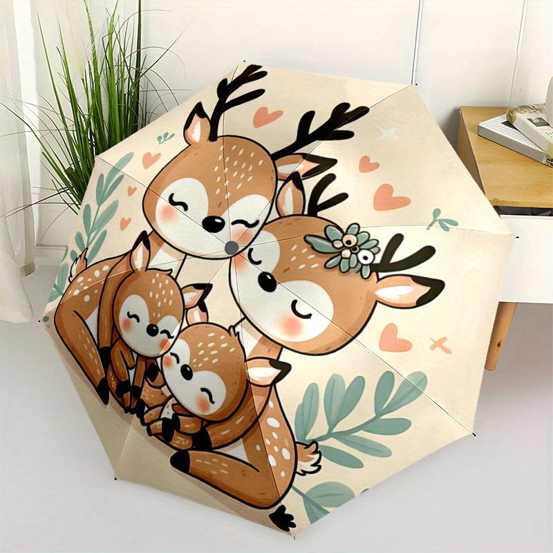 1pc Ultra Cute Deer Family Auto Open Close Umbrella - Portable 3-Fold Design with 8 Ribs, Outdoor, Travelers & Daily Use - Perfect Gift for Festi
1pc Ultra Cute Deer Family Auto Open Close Umbrella - Portable 3-Fold Design with 8 Ribs, Outdoor, Travelers & Daily Use - Perfect Gift for Festi