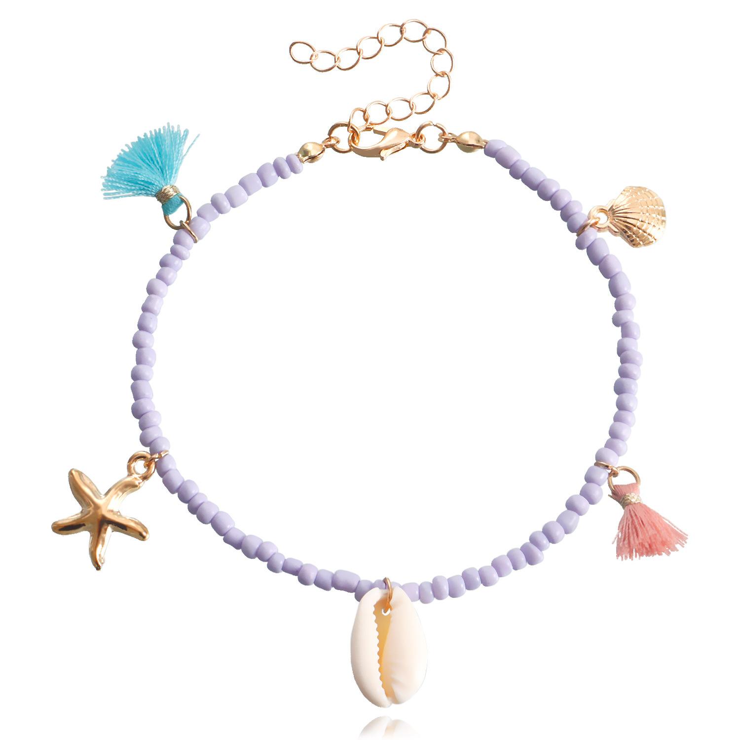 European and American jewelry, bohemian colored rice beads fringed anklets for women, beach shells, starfish feet, niche
European and American jewelry, bohemian colored rice beads fringed anklets for women, beach shells, starfish feet, niche