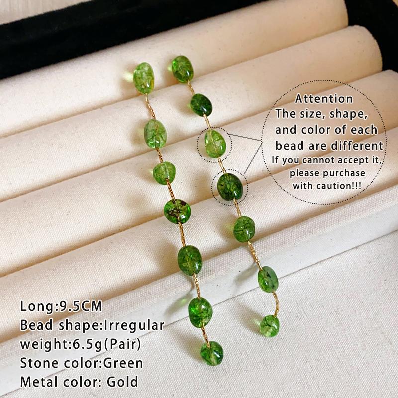 Design Inspired Green Imitation Natural Stone Beads Gold Color Chain Long Tassel Earrings For Womens Fashion Jewelry Accessories green
Design Inspired Green Imitation Natural Stone Beads Gold Color Chain Long Tassel Earrings For Womens Fashion Jewelry Accessories green