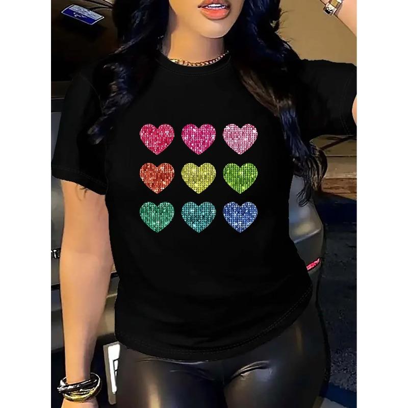 European Size Women S Casual T-Shirt with Colorful Heart Print - Short Sleeve, Round Neck, Lightweight & Breathable for Casual Attire, Ladies T Shirts 4XL
European Size Women S Casual T-Shirt with Colorful Heart Print - Short Sleeve, Round Neck, Lightweight & Breathable for Casual Attire, Ladies T Shirts 4XL