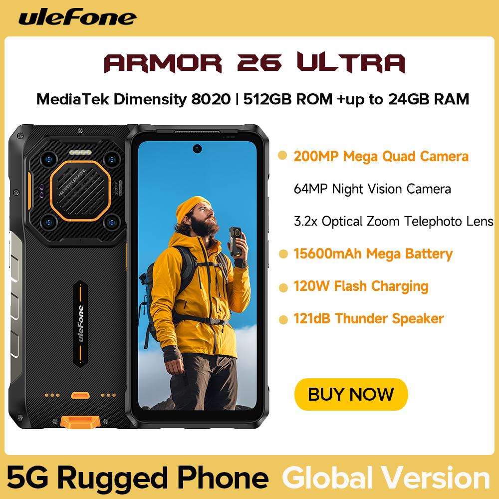 Ulefone Armor 26 Сверхпрочный водонепроницаемый смартфон 5G 120 Вт 15600 мАч 200 МП + 64 МП инфракрасного ночного видения Оперативная память до 24 ГБ + ПЗУ 512 ГБ
Ulefone Armor 26 Сверхпрочный водонепроницаемый смартфон 5G 120 Вт 15600 мАч 200 МП + 64 МП инфракрасного ночного видения Оперативная память до 24 ГБ + ПЗУ 512 ГБ