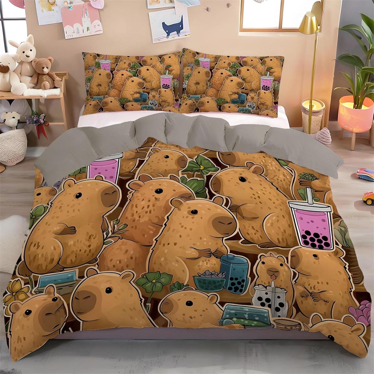 Capybara Bedding for Kids Duvet Cover Single with Zipper Closure Soft Hypoallergenic Microfiber Quilt Cover set and Pillowcases 135x200cm
Capybara Bedding for Kids Duvet Cover Single with Zipper Closure Soft Hypoallergenic Microfiber Quilt Cover set and Pillowcases 135x200cm