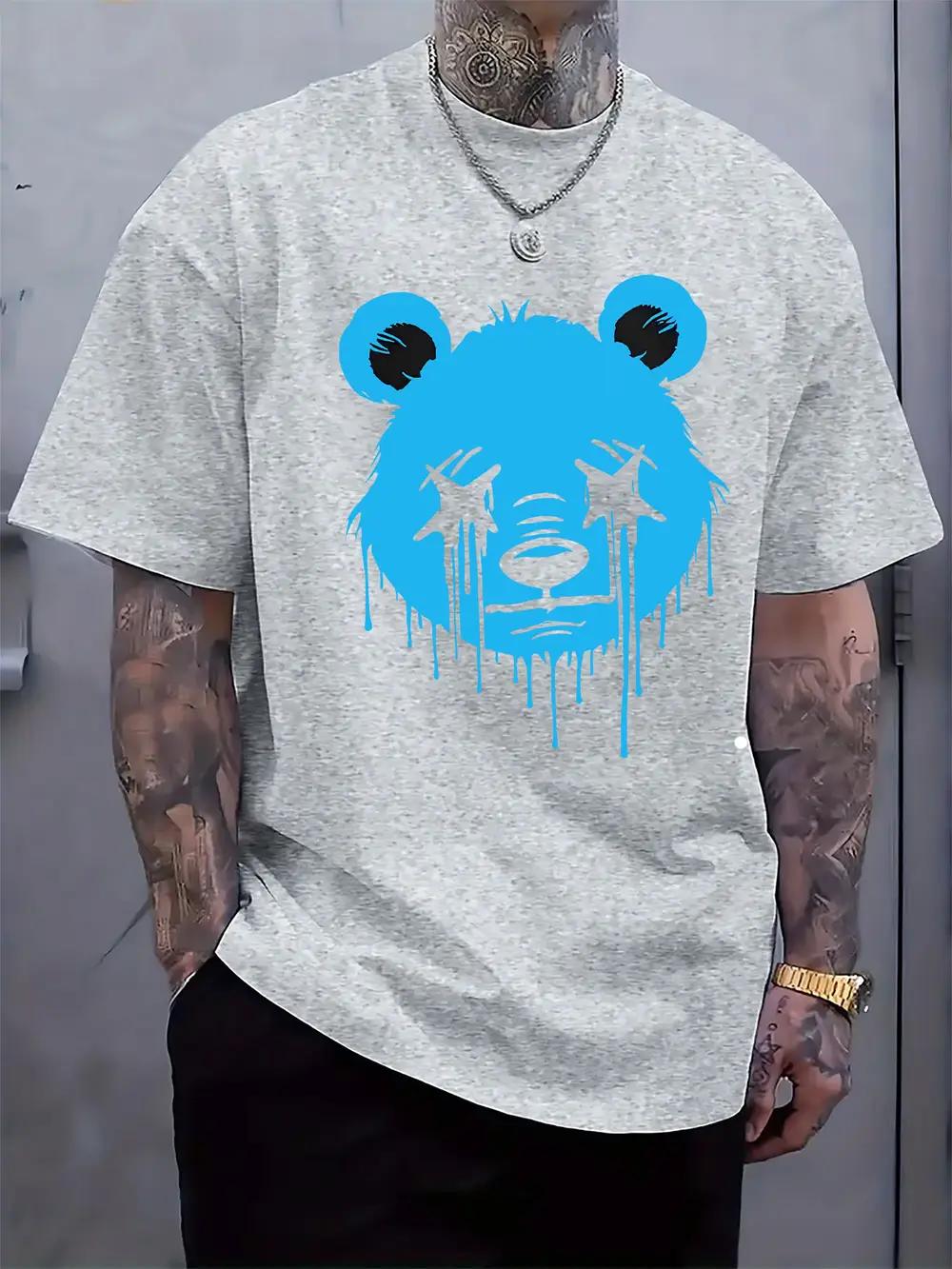 Casual Short Sleeve T-shirt with Melancholic Blue Bear Graphic Print - Light Grey Regular Fit Round Neck Summer Tee XXXXL
Casual Short Sleeve T-shirt with Melancholic Blue Bear Graphic Print - Light Grey Regular Fit Round Neck Summer Tee XXXXL