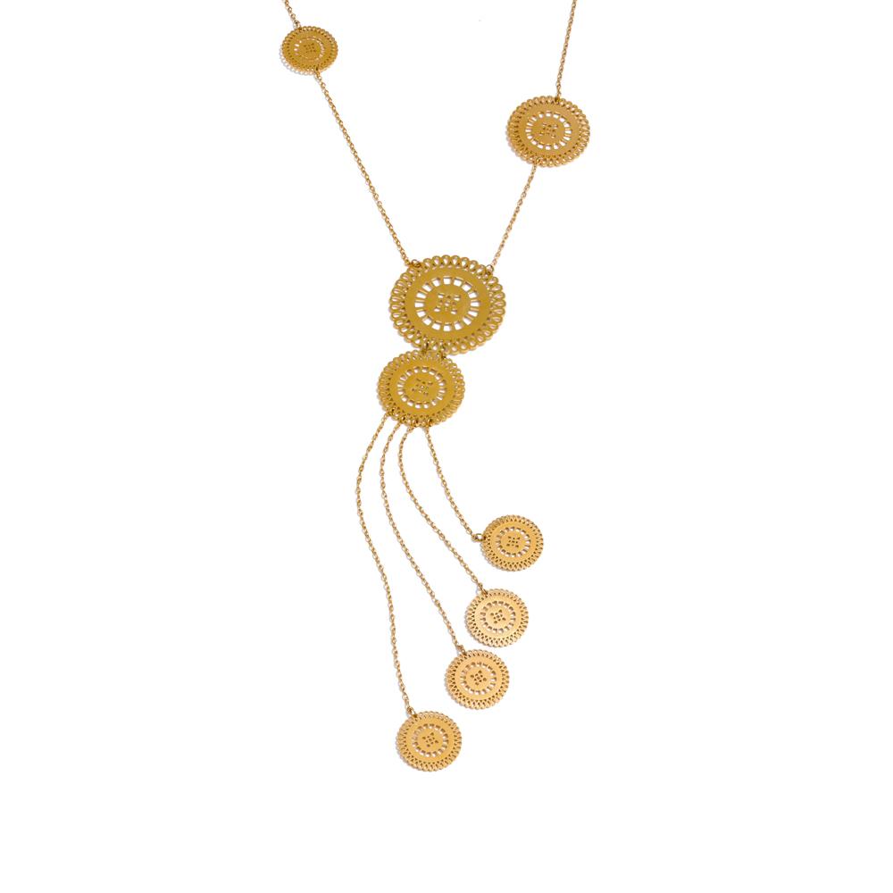 Yhpup 47+7cm Stainless Steel Round Hollow Long Drop Necklace 18K Gold Color Plated Personalized Fashion Jewelry Accessories NEW
Yhpup 47+7cm Stainless Steel Round Hollow Long Drop Necklace 18K Gold Color Plated Personalized Fashion Jewelry Accessories NEW