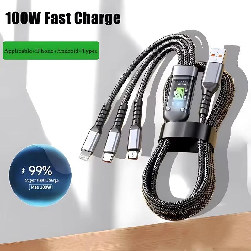 100W 3 In 1 Transparent Pilot Lamp Super Fast Charging Cable 6A Universal with Type C Usb Micro for Samsung Huawei 2m чёрный
100W 3 In 1 Transparent Pilot Lamp Super Fast Charging Cable 6A Universal with Type C Usb Micro for Samsung Huawei 2m чёрный