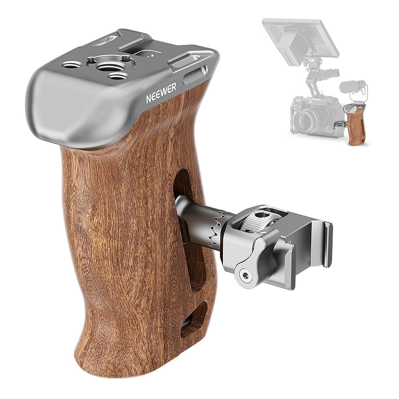 NEEWER side handle side hand grip wooden with NATO clamp Comes with 1/4 screw & 3/8 screw for ARRI & cold shoe vertically adjustable Compatible with
NEEWER side handle side hand grip wooden with NATO clamp Comes with 1/4 screw & 3/8 screw for ARRI & cold shoe vertically adjustable Compatible with