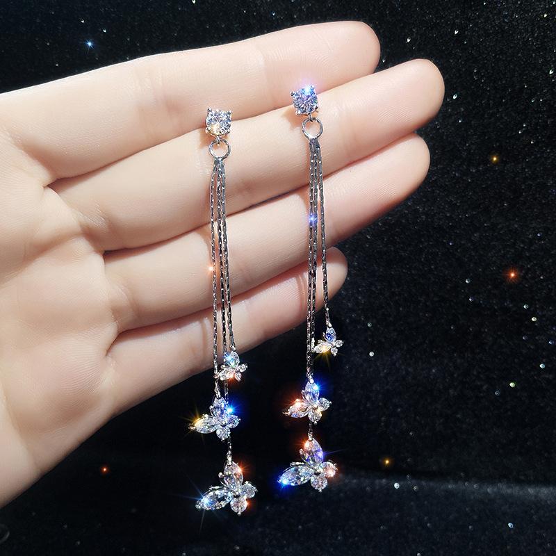 Shiny Crystal Butterfly Dangling Earrings for Women Exquisite Copper CZ Zircon Long Tassel Earring Girls Party Wedding Jewelry
Shiny Crystal Butterfly Dangling Earrings for Women Exquisite Copper CZ Zircon Long Tassel Earring Girls Party Wedding Jewelry