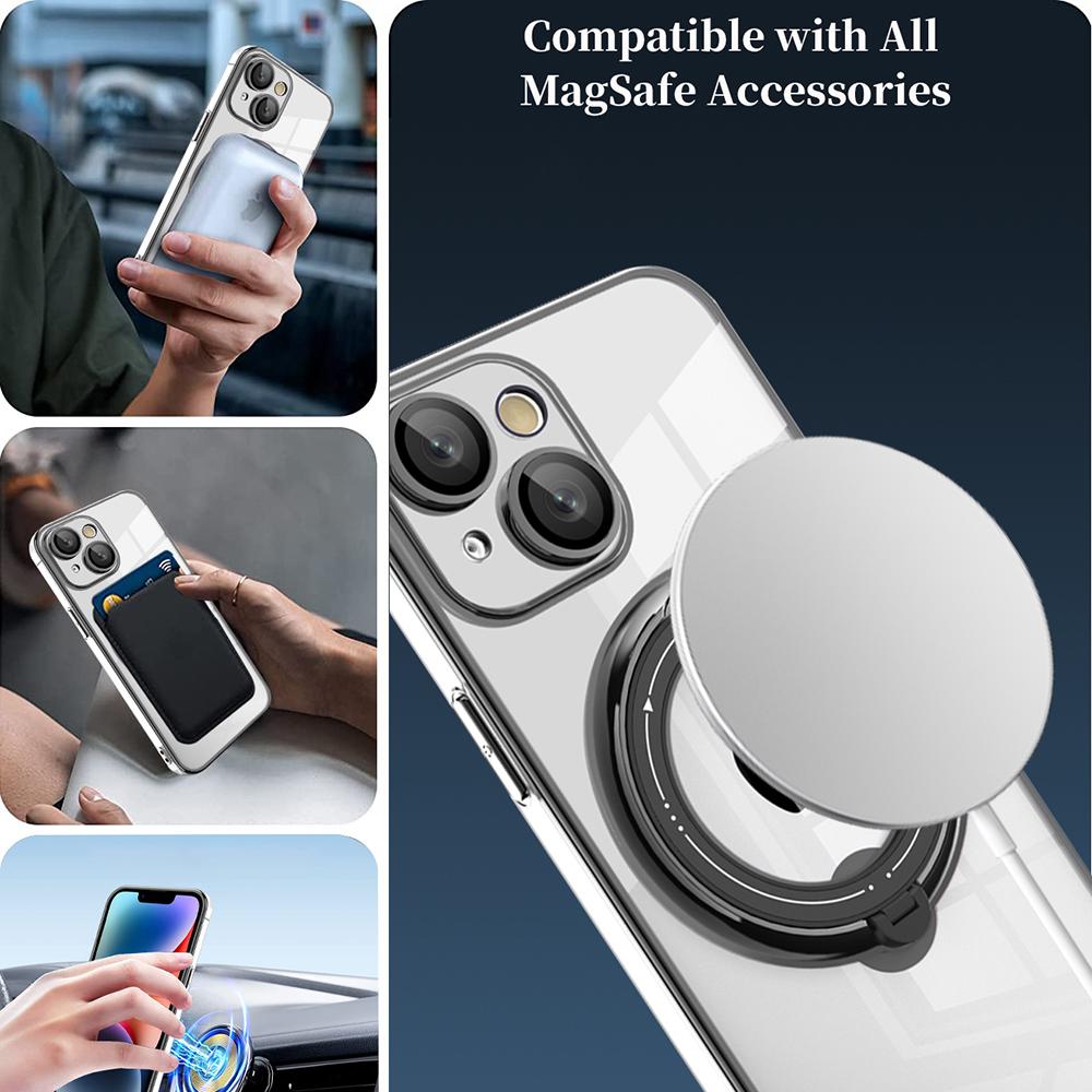 For iPhone 14 Anti-drop PC+TPU Phone Case Rotatable Ring Kickstand Cover Compatible with MagSafe Blue
For iPhone 14 Anti-drop PC+TPU Phone Case Rotatable Ring Kickstand Cover Compatible with MagSafe Blue