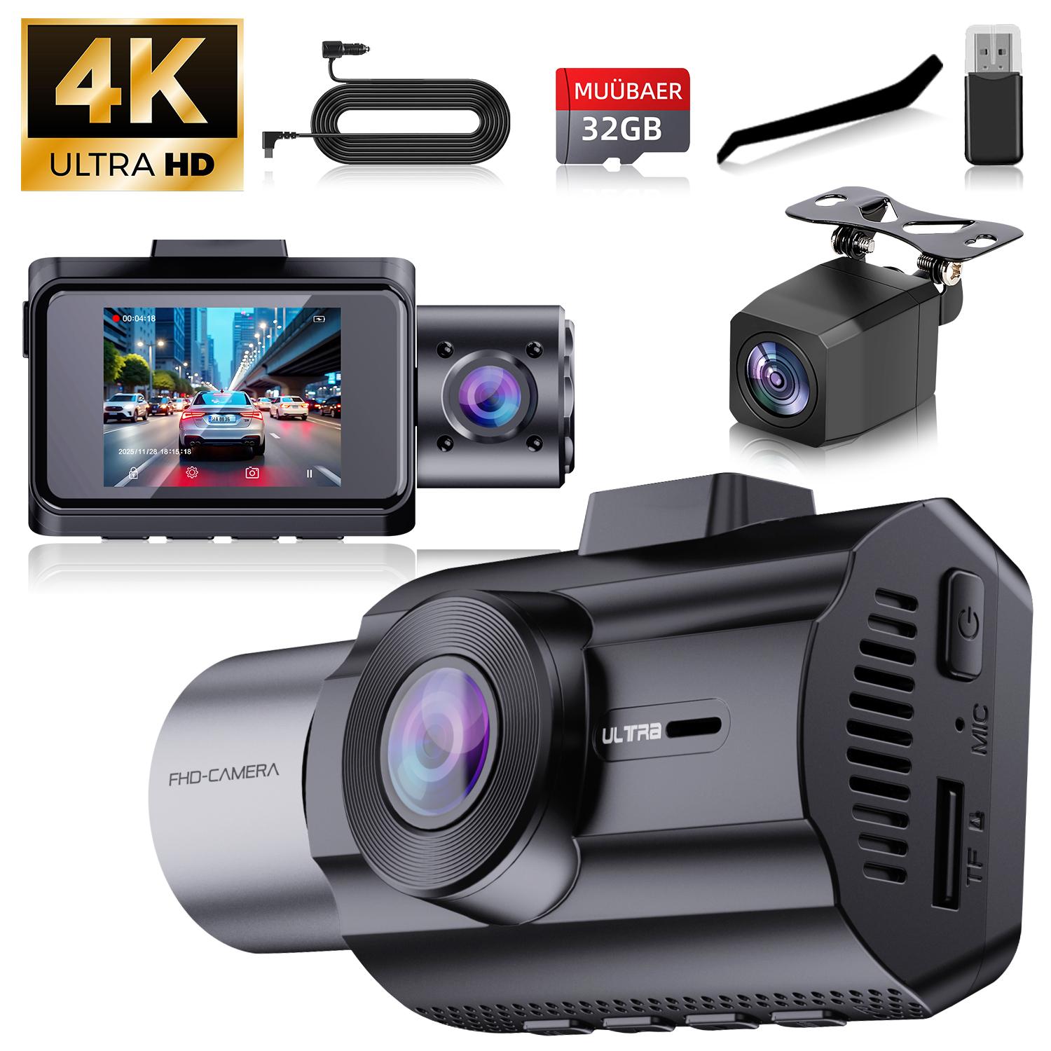 3 Channel 4K Dash Cam Front and Rear Inside,4K+1080P+1080P 170°Wide Angle WDR Night Vision Mini 3 Dash cam with App, G-Sens-Gift 32G
3 Channel 4K Dash Cam Front and Rear Inside,4K+1080P+1080P 170°Wide Angle WDR Night Vision Mini 3 Dash cam with App, G-Sens-Gift 32G