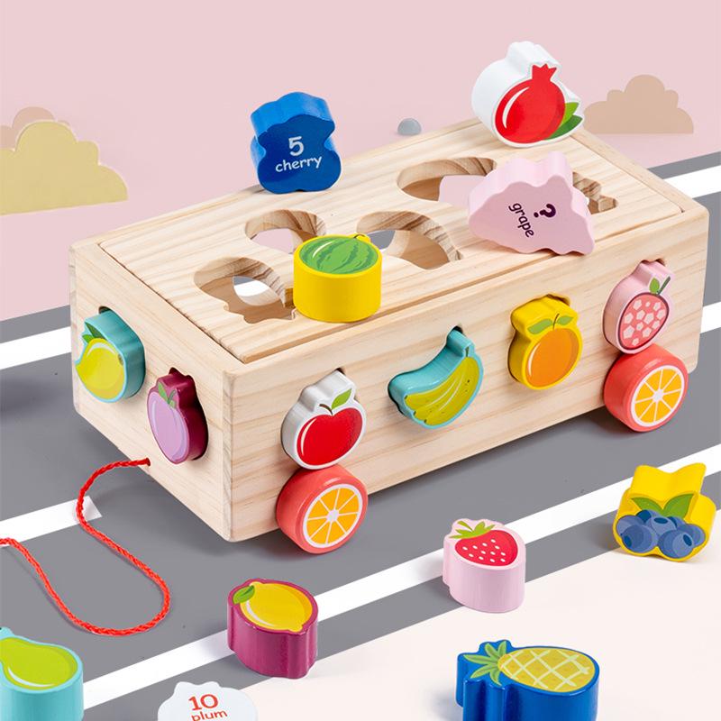 Wooden Educational Pull Car Toy: Fruit, Number & Shape Matching Blocks 24.5*15.6*9.4 cm
Wooden Educational Pull Car Toy: Fruit, Number & Shape Matching Blocks 24.5*15.6*9.4 cm