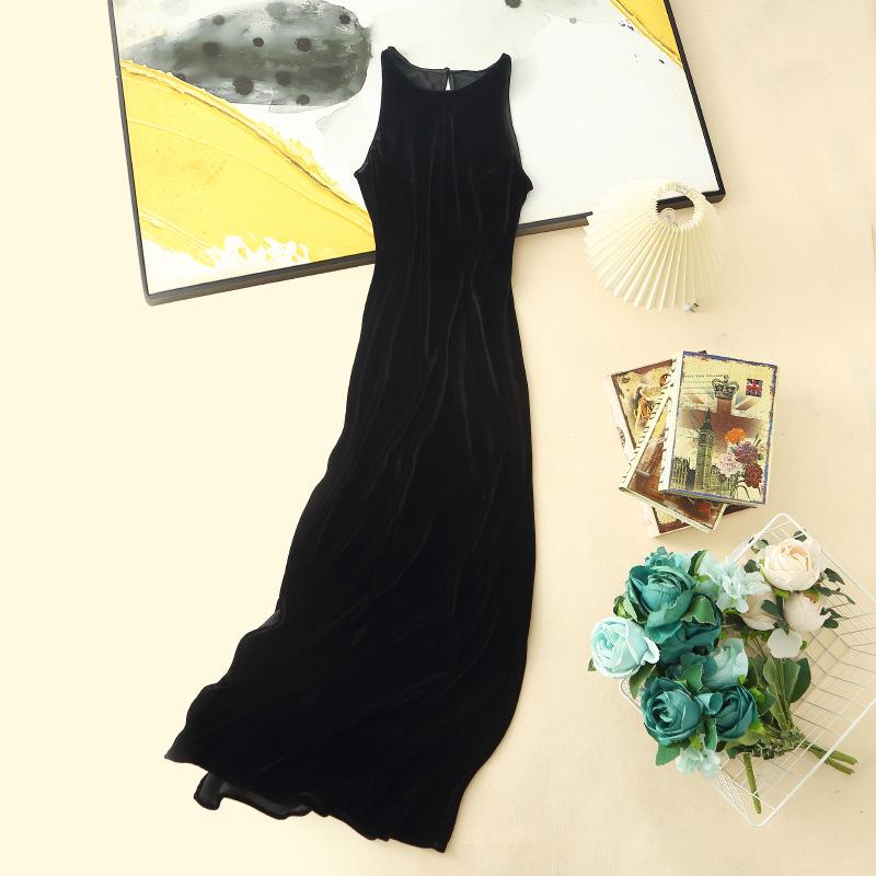Velvet Halter Neck Slim A-line Dress, Sleeveless Retro French Style for Summer Small чорний
Velvet Halter Neck Slim A-line Dress, Sleeveless Retro French Style for Summer Small чорний