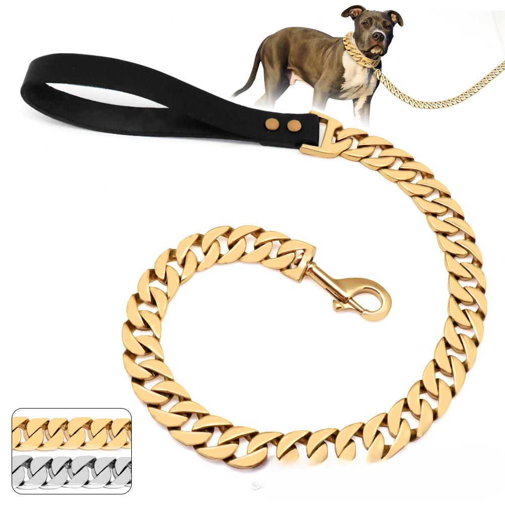 Big Dog Stainless Steel Pet Supplies Leather Handle Traction Rope Titanium Steel Big Dog Cast Dog Chain 32mm*60CM(24inch)
Big Dog Stainless Steel Pet Supplies Leather Handle Traction Rope Titanium Steel Big Dog Cast Dog Chain 32mm*60CM(24inch)
