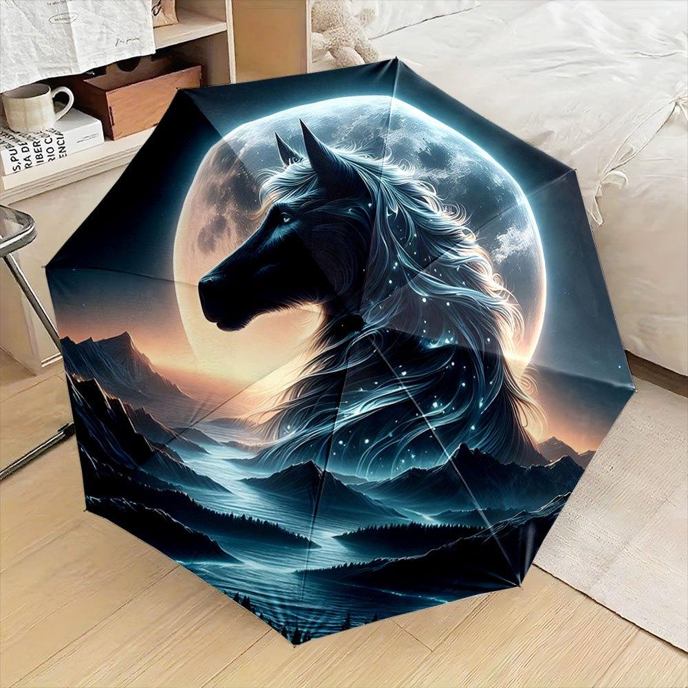 Horse & Moonlit Mountain Open/Close Folding Umbrella - 8-Rib Sturdy Frame, Elegant Black/Blue/Golden Night Sky Design with Glo (as the picture,Iron&8K)
Horse & Moonlit Mountain Open/Close Folding Umbrella - 8-Rib Sturdy Frame, Elegant Black/Blue/Golden Night Sky Design with Glo (as the picture,Iron&8K)
