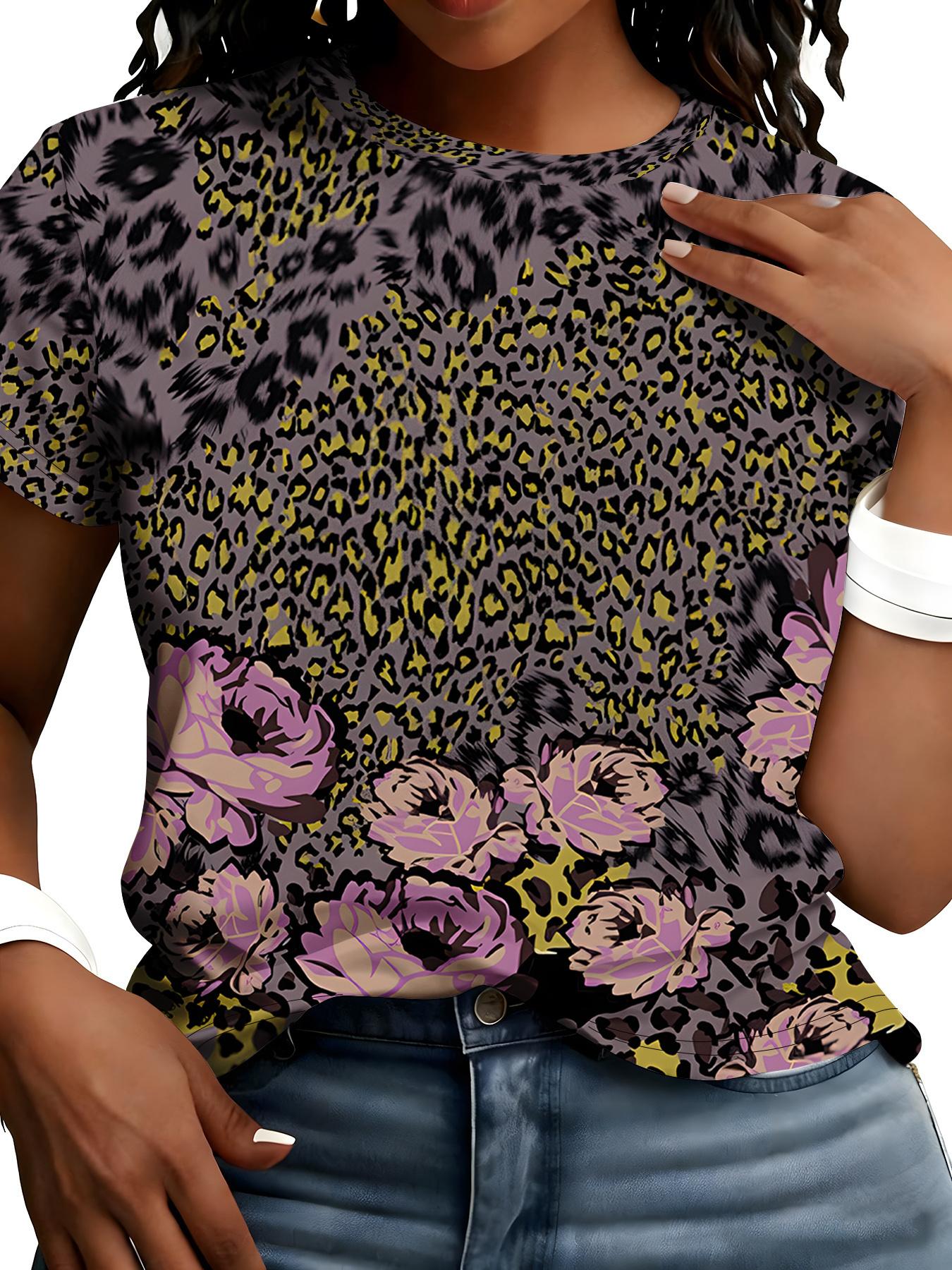 Purple Floral Leopard Print Color-block T-shirt. Sweet and Cool Style. Breathable Round-neck Short-sleeve Top. Women s Short-sleeve T-shirt. a Must-h 3XL дубильна кора
Purple Floral Leopard Print Color-block T-shirt. Sweet and Cool Style. Breathable Round-neck Short-sleeve Top. Women s Short-sleeve T-shirt. a Must-h 3XL дубильна кора