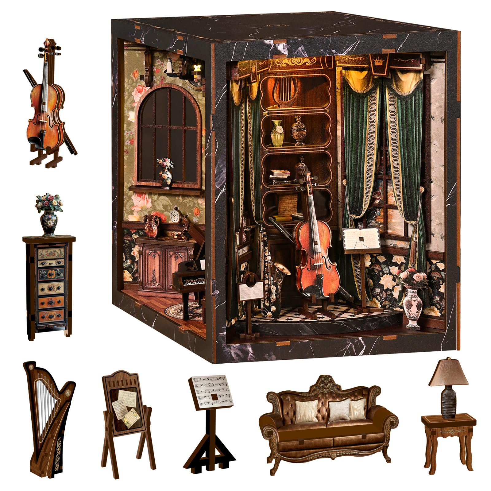 CRESYMME Miniature House Dollhouse Book Nook Kit Wooden DIY 3D Hobby Handmade Chest of (Treasure Melody)
CRESYMME Miniature House Dollhouse Book Nook Kit Wooden DIY 3D Hobby Handmade Chest of (Treasure Melody)
