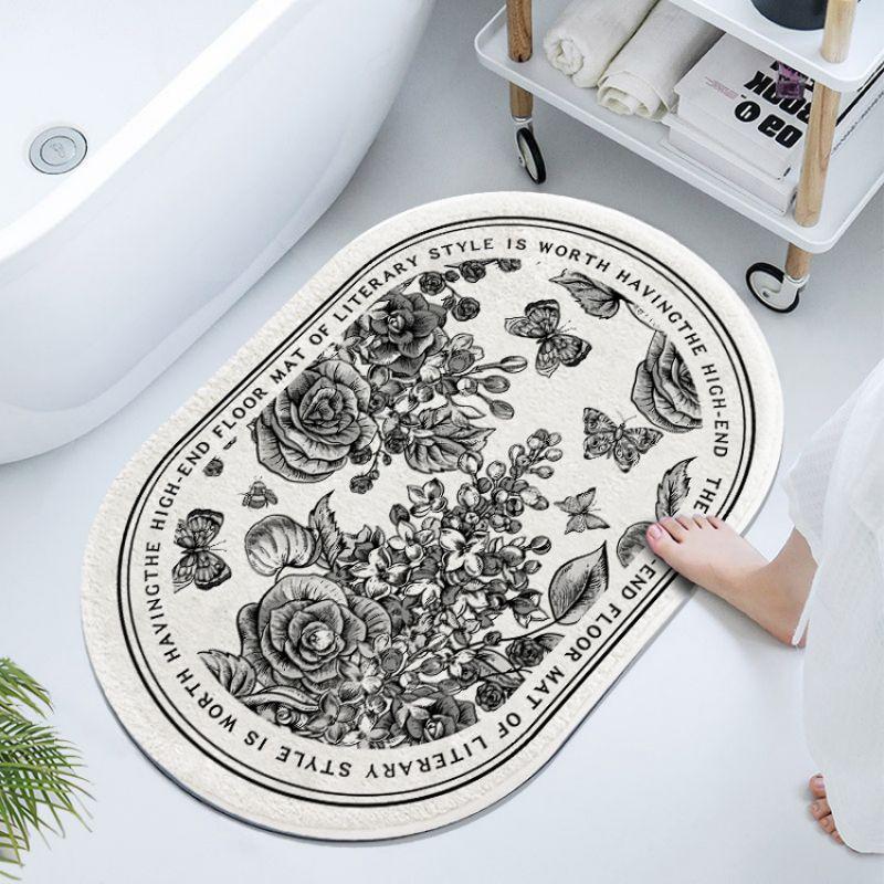 Имитация кашемира французский винтаж овальная мягкая подушка ванная впитывающая воду напольная нескользящая быстросохнущая дверная подушка 40X60CM