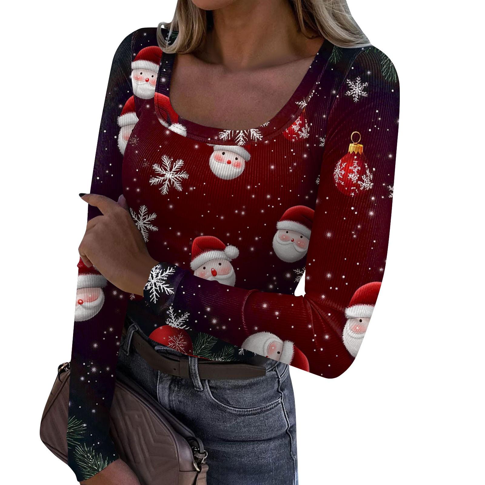 Женская модная футболка с тонким низом, рождественский принт, пуловер с U-образным вырезом и длинными рукавами M
Женская модная футболка с тонким низом, рождественский принт, пуловер с U-образным вырезом и длинными рукавами M