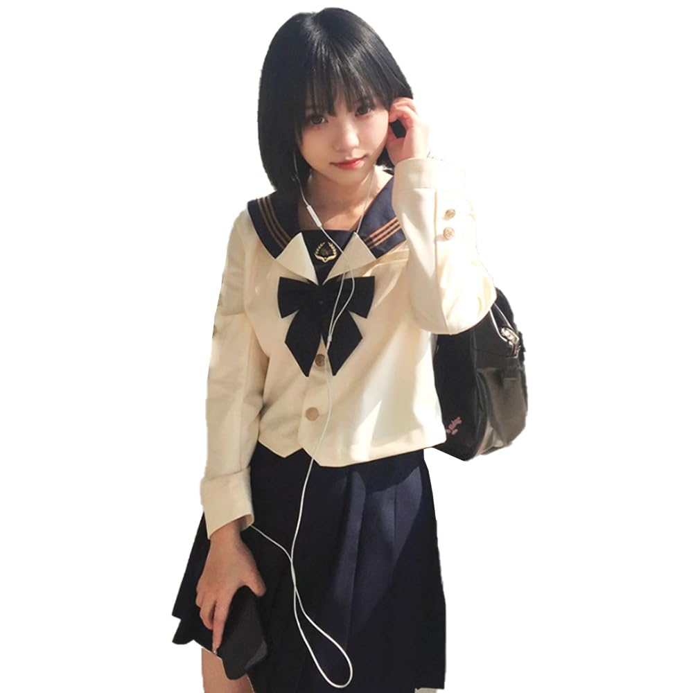Sea Sailor Uniform Cosplay Long Sleeve Navy Blue Girls Uniform Cute Embroidered Pattern Bow School Uniform High School Girl Costume Uniform Skirt
Sea Sailor Uniform Cosplay Long Sleeve Navy Blue Girls Uniform Cute Embroidered Pattern Bow School Uniform High School Girl Costume Uniform Skirt
