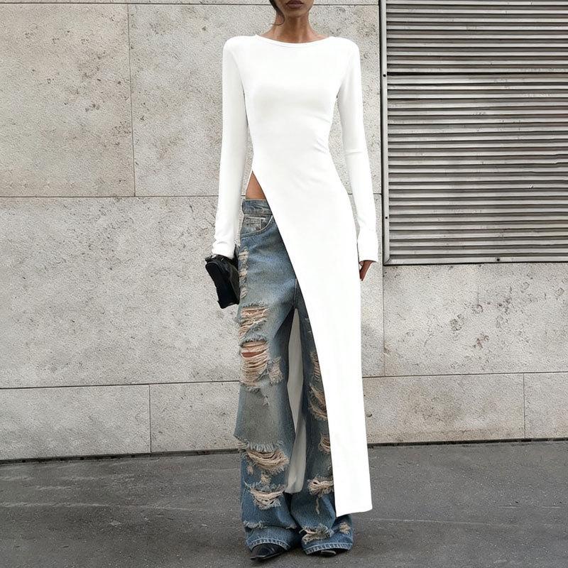 2026 Modern European & American Women s Solid Color Slit Dress - Spring/Autumn Fashion, Round Neck, Long Sleeve Medium білий
2026 Modern European & American Women s Solid Color Slit Dress - Spring/Autumn Fashion, Round Neck, Long Sleeve Medium білий