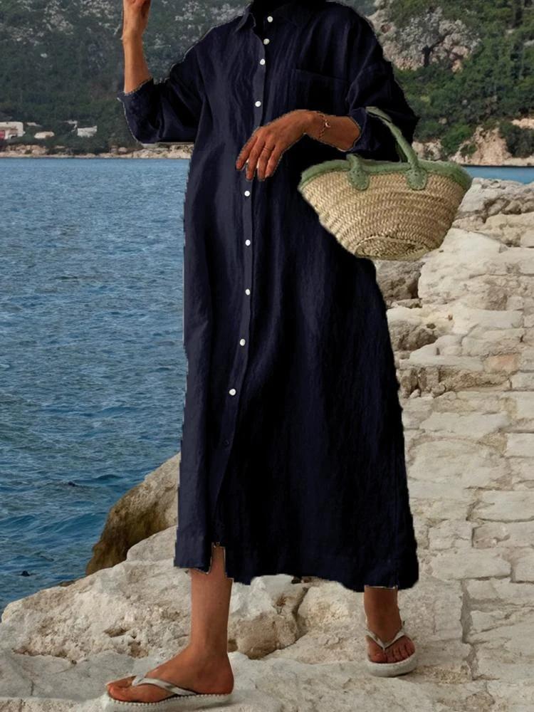 Women s Long Sleeve Shirt Dress with Front Buttons and Side Pockets in 5 Colors 5XL темно-синього кольору
Women s Long Sleeve Shirt Dress with Front Buttons and Side Pockets in 5 Colors 5XL темно-синього кольору
