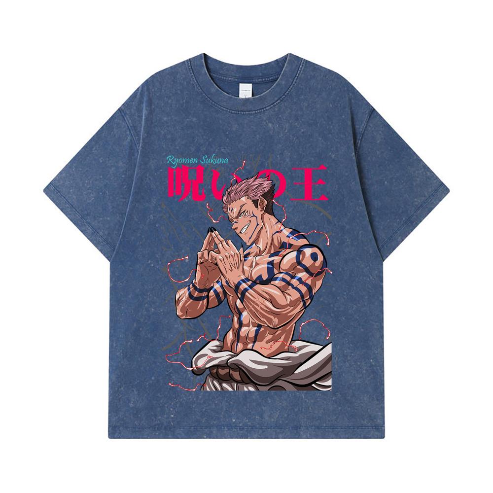 275 GSM Washed T-shirts 100% Cotton Jujutsu Kaisen V46 Sukuna Print Unisex Heavy Cotton T Shirt 2XL королівський синій колір
275 GSM Washed T-shirts 100% Cotton Jujutsu Kaisen V46 Sukuna Print Unisex Heavy Cotton T Shirt 2XL королівський синій колір