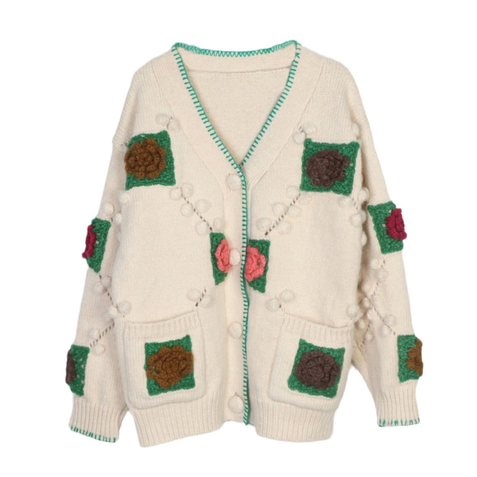 European & American Color-Block V-Neck Hand-Crocheted Loose Knit Cardigan – Autumn/Winter Style Small
European & American Color-Block V-Neck Hand-Crocheted Loose Knit Cardigan – Autumn/Winter Style Small
