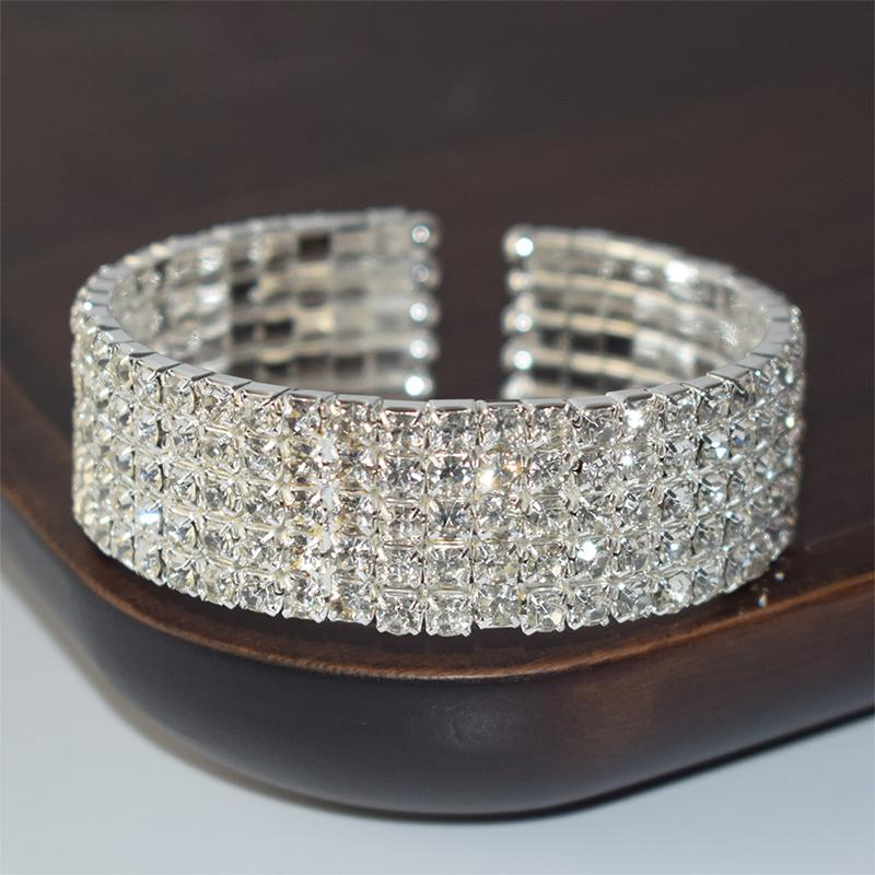 Multi-Row Bridal Wedding Bangles Gold/Silver Color Open Bracelet Women Wristband Elastic Jewelry as the picture
Multi-Row Bridal Wedding Bangles Gold/Silver Color Open Bracelet Women Wristband Elastic Jewelry as the picture