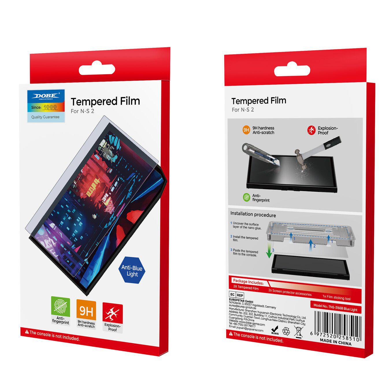DOBE Switch2 Tempered Anti-Blue Light Film for Nintendo Switch - Blue Light Version TNS-3166B
DOBE Switch2 Tempered Anti-Blue Light Film for Nintendo Switch - Blue Light Version TNS-3166B