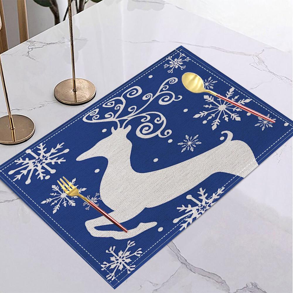 Christmas Linen Placemat Table Coffee Mat Navy Blue Reindeer Abstract Tree Snowflake Joyful Plaid Decorative Dining Holiday 1PC-32x42cm
Christmas Linen Placemat Table Coffee Mat Navy Blue Reindeer Abstract Tree Snowflake Joyful Plaid Decorative Dining Holiday 1PC-32x42cm