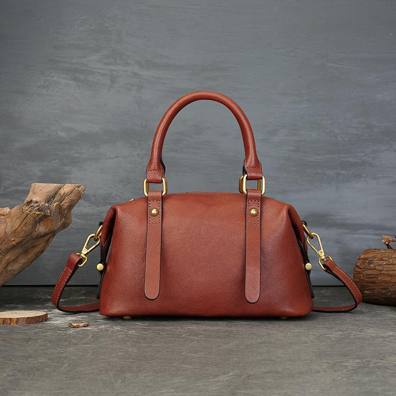 Женская сумка Johnature из натуральной кожи, ретро, большой вместимости, сумка-подушка, для работы, универсальная, из коровьей кожи, на плечо коричневый