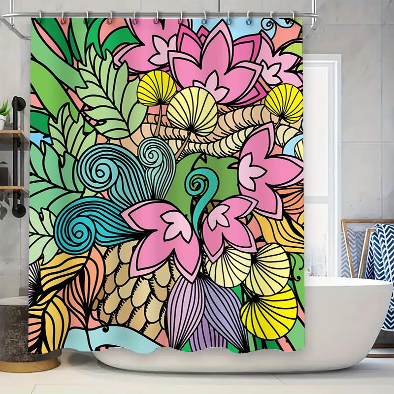 Brightly Colored Shower Curtain With Tropical Floral Design Bathroom Decor, Customizable Size Waterproof For Home Use W60H190(CM)-1 Pcs
Brightly Colored Shower Curtain With Tropical Floral Design Bathroom Decor, Customizable Size Waterproof For Home Use W60H190(CM)-1 Pcs