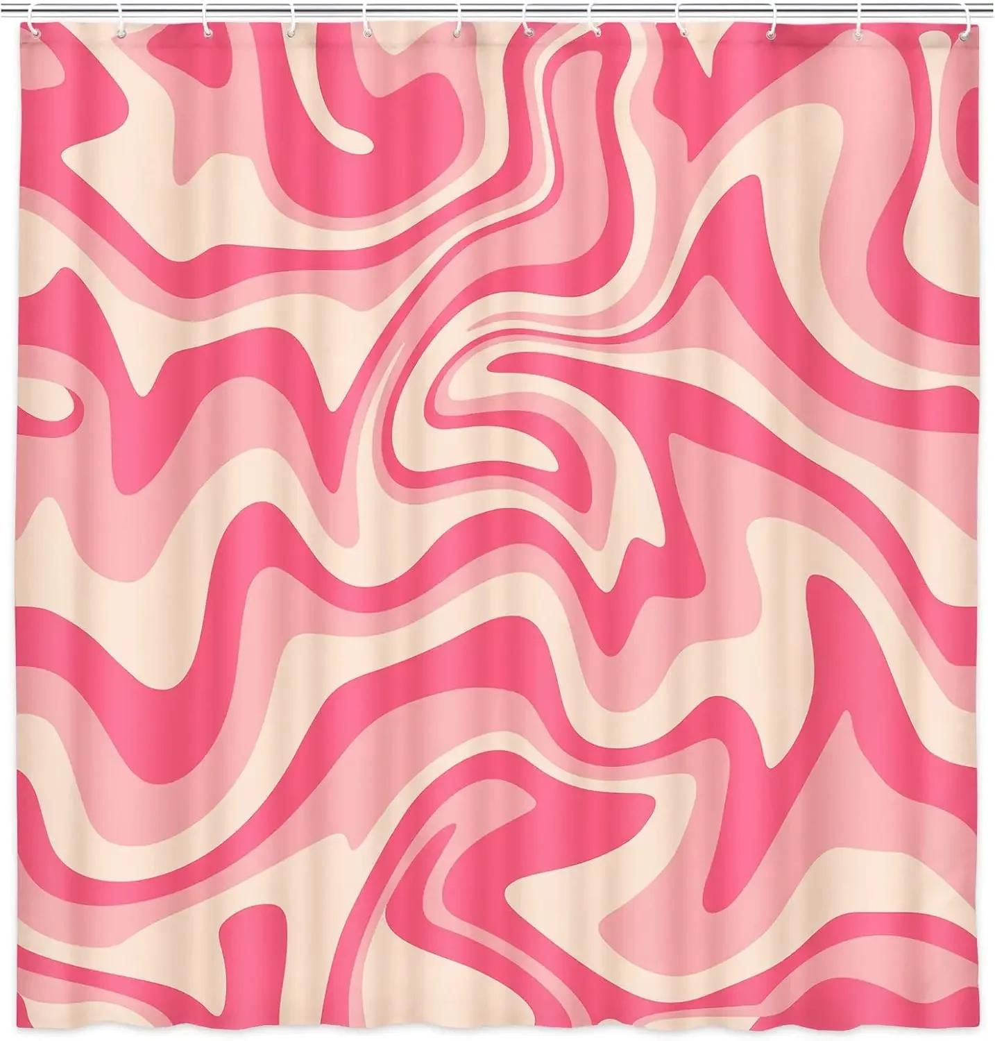 Pink Shower Curtain, Aesthetic 80 S Abstract Wave Swirl Cute Beige Shower Curtain, Retro Simple Bathroom Accessories W60H190(CM)-1 Pcs
Pink Shower Curtain, Aesthetic 80 S Abstract Wave Swirl Cute Beige Shower Curtain, Retro Simple Bathroom Accessories W60H190(CM)-1 Pcs