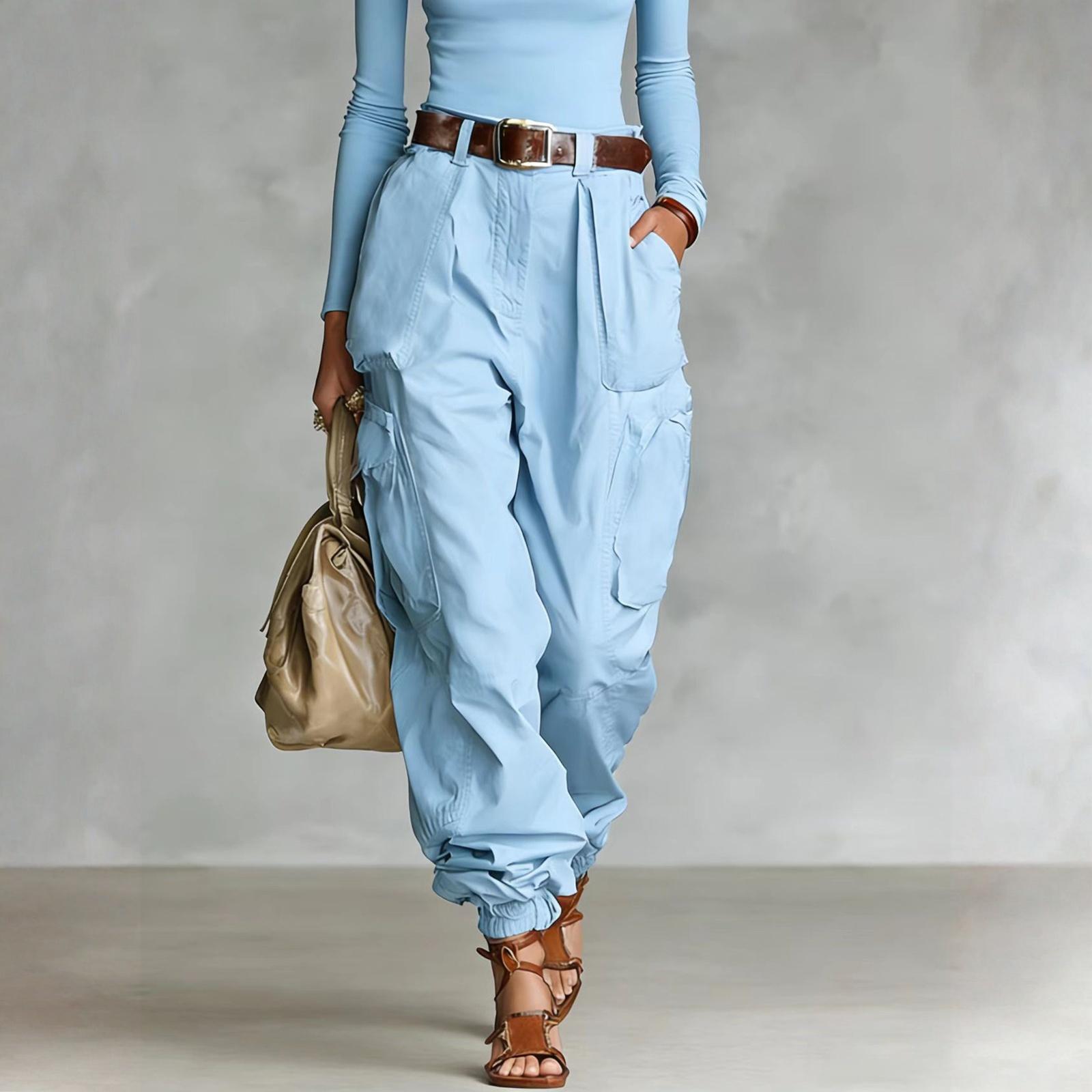 High Waist Cargo Pants for Women Loose Fit Casual Trousers with Pockets Drawstring Hem Relaxed Style M
High Waist Cargo Pants for Women Loose Fit Casual Trousers with Pockets Drawstring Hem Relaxed Style M