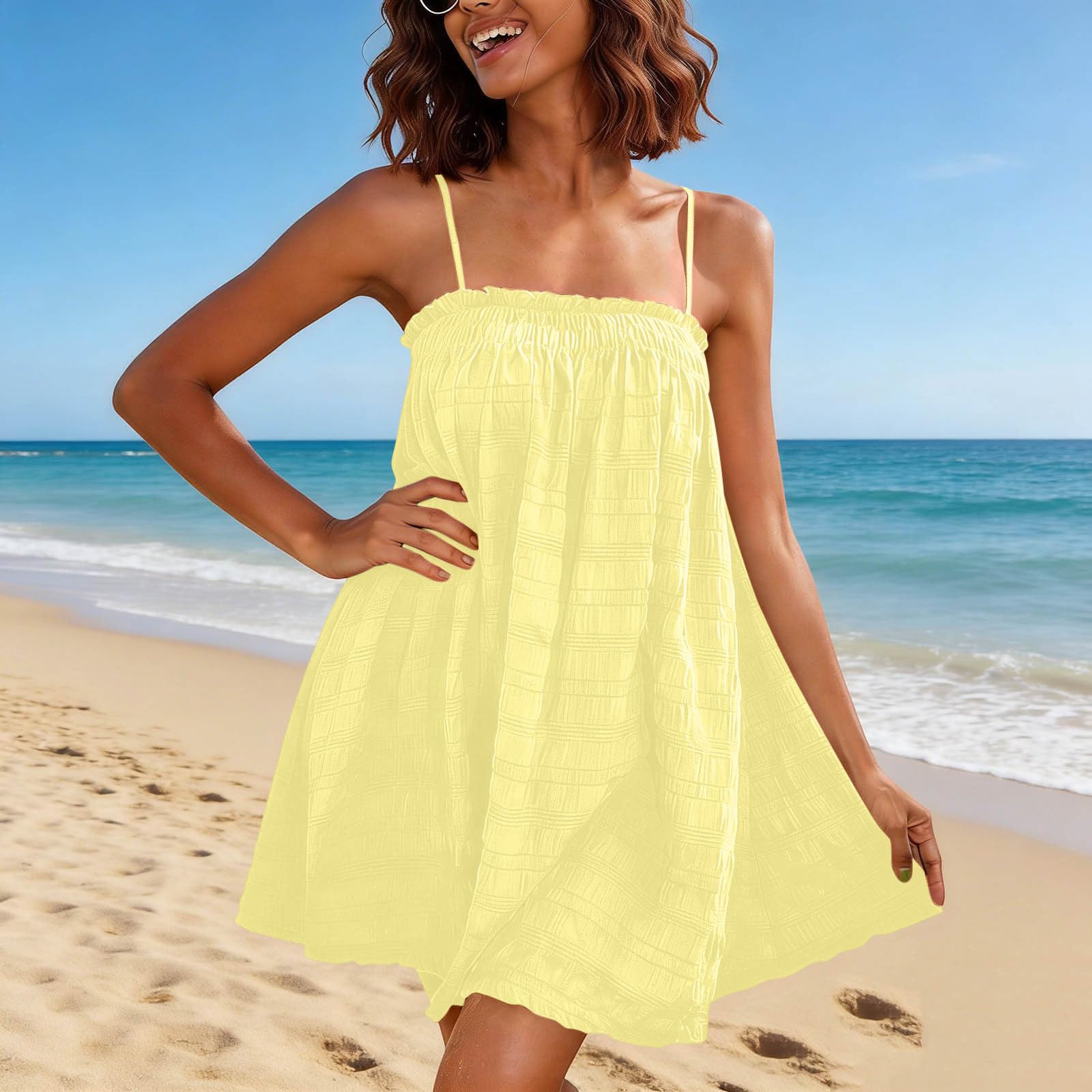 Women’s Casual Loose Fit Sleeveless Spaghetti Strap A Line Mini Dress with Pockets Soft Lightweight Fabric for Summer XL жовтий
Women’s Casual Loose Fit Sleeveless Spaghetti Strap A Line Mini Dress with Pockets Soft Lightweight Fabric for Summer XL жовтий
