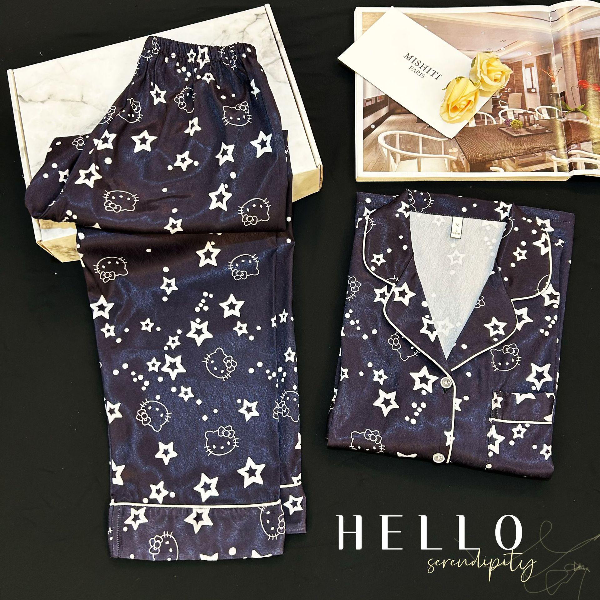 2025 Starry Ice Silk Pajama Set for Women - Short Sleeve & Long Pants, Spring/Autumn Collection M синий
2025 Starry Ice Silk Pajama Set for Women - Short Sleeve & Long Pants, Spring/Autumn Collection M синий