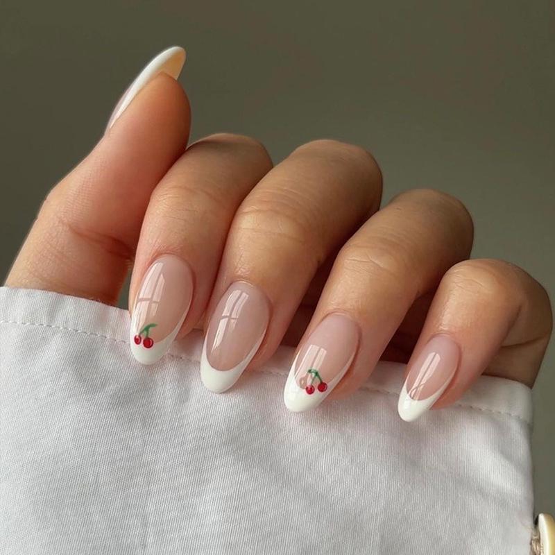 French White Edge Cherry Removable False Nail Pieces - Sweet & Cool Style Glue Style
French White Edge Cherry Removable False Nail Pieces - Sweet & Cool Style Glue Style