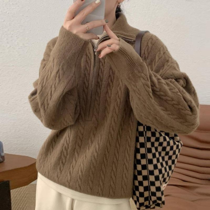 Korean Chic Autumn and Winter Soft Waxy Knitted Blouse Women s Retro Twist Half-zipper Lazy Short Style Sweater One size кавовий
Korean Chic Autumn and Winter Soft Waxy Knitted Blouse Women s Retro Twist Half-zipper Lazy Short Style Sweater One size кавовий