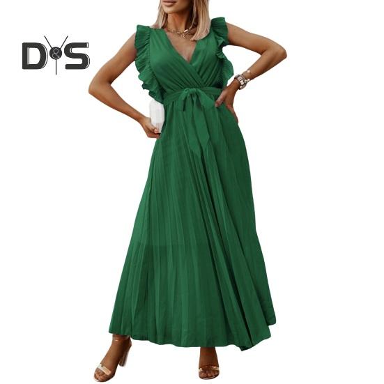 Летнее женское платье с рюшами и летящими рукавами, плиссированное платье с V-образным вырезом, однотонное, трапециевидное, с большим подолом, на шнуровке, с тонкой талией, для свиданий, шопинга, макси-платье S зелёный
Летнее женское платье с рюшами и летящими рукавами, плиссированное платье с V-образным вырезом, однотонное, трапециевидное, с большим подолом, на шнуровке, с тонкой талией, для свиданий, шопинга, макси-платье S зелёный