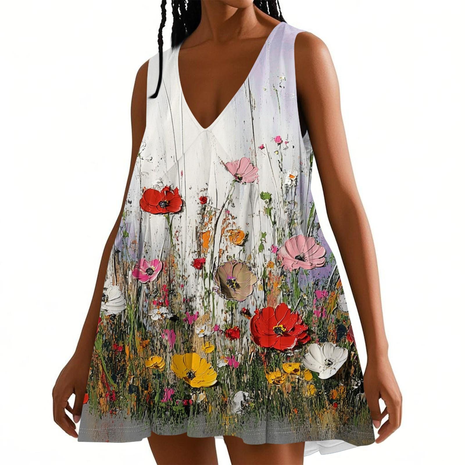 Женское весенне-летнее повседневное платье без рукавов с V-образным вырезом и цветочным принтом XL
Женское весенне-летнее повседневное платье без рукавов с V-образным вырезом и цветочным принтом XL