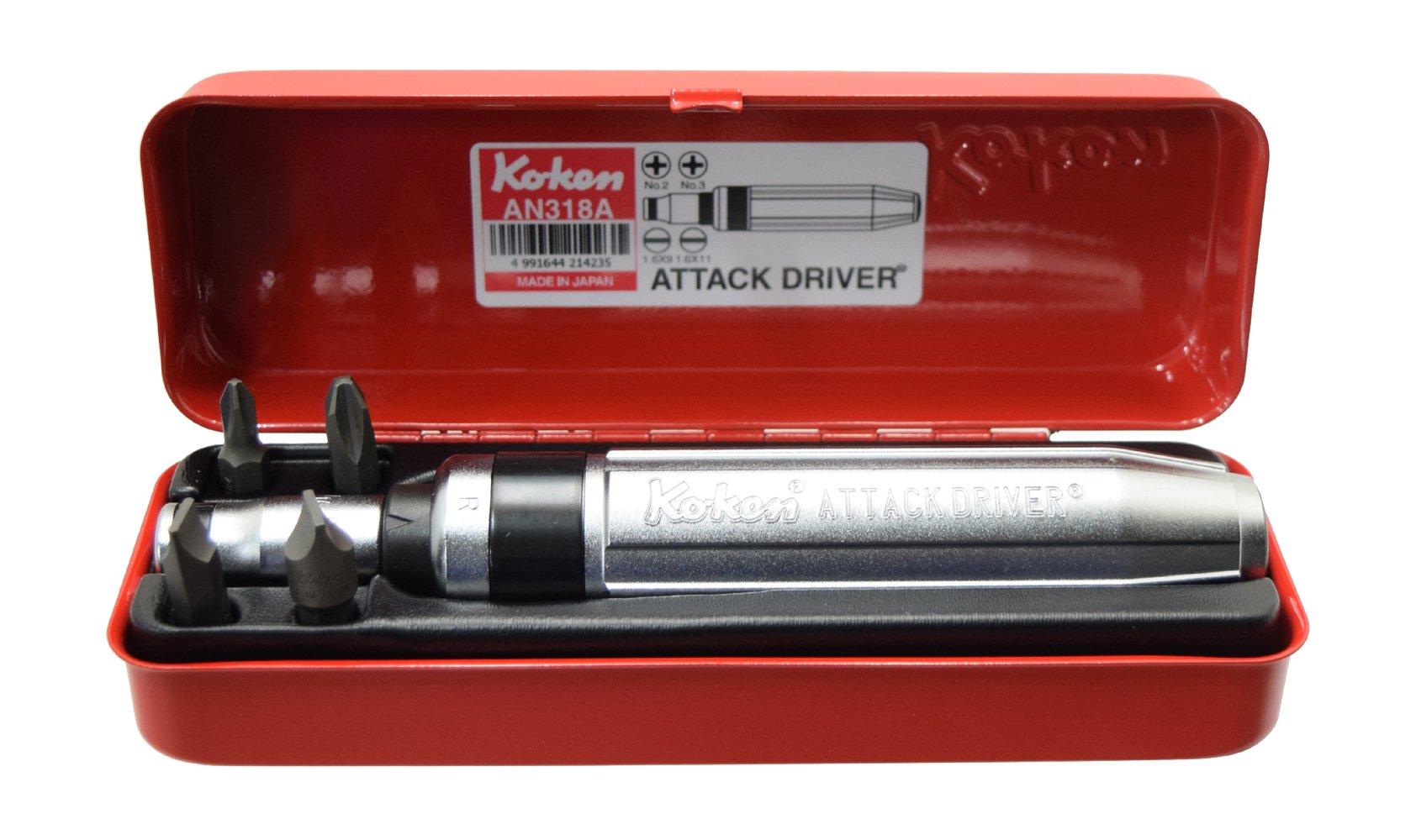 Yamashita Industrial Research Institute Koken Attack Driver Set AN318A 3/8 (9.5mm) SQ. (6 pieces)
Yamashita Industrial Research Institute Koken Attack Driver Set AN318A 3/8 (9.5mm) SQ. (6 pieces)