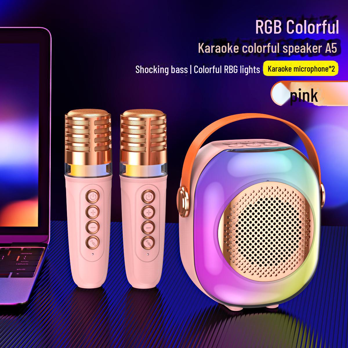 Портативный RGB Bluetooth-динамик с беспроводным микрофоном Dual Microphones розовый
Портативный RGB Bluetooth-динамик с беспроводным микрофоном Dual Microphones розовый