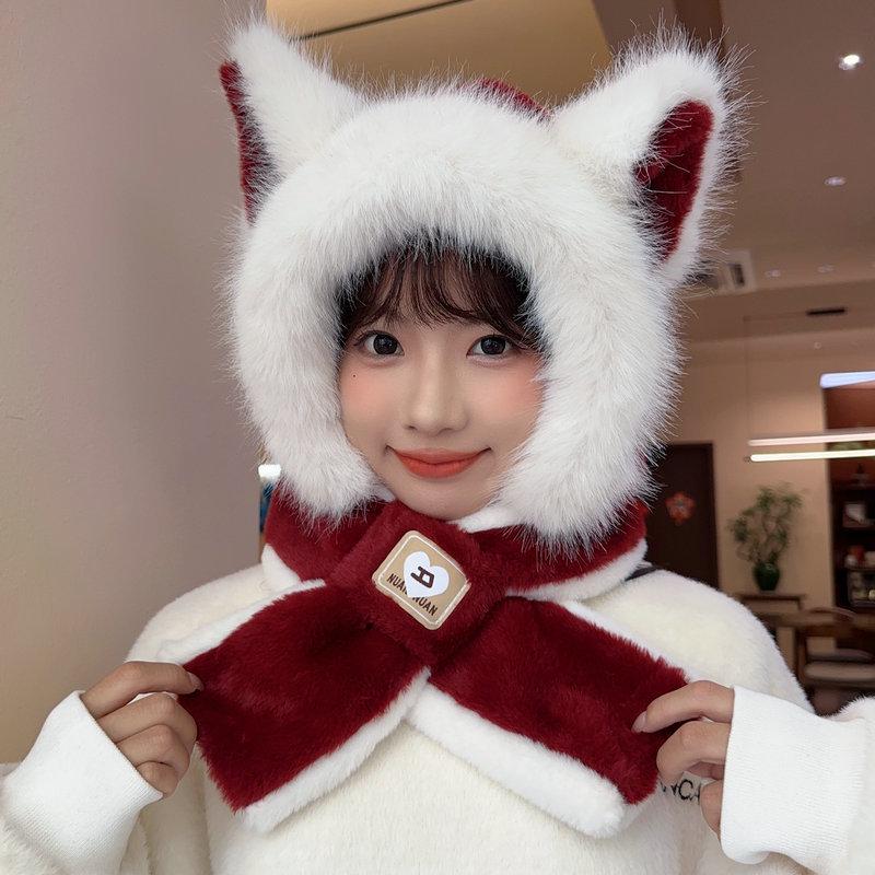 Женская осенне-зимняя плюшевая красная шапка и шарф с милыми лисьими ушками - теплая манишка для велоспорта
Женская осенне-зимняя плюшевая красная шапка и шарф с милыми лисьими ушками - теплая манишка для велоспорта